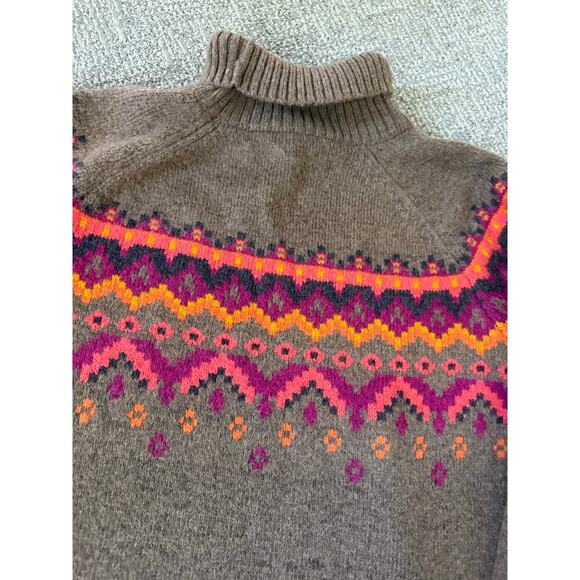 Lou & Grey for Loft wool blend fair isle sweater womens M - Picture 5 of 9